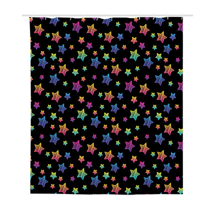 Rainbow Stars Pattern Print Polyester Shower Curtain