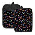 Rainbow Stars Pattern Print Pot Holders With Pocket