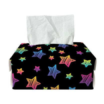 Rainbow Stars Pattern Print Rectangle Tissue Box Cover