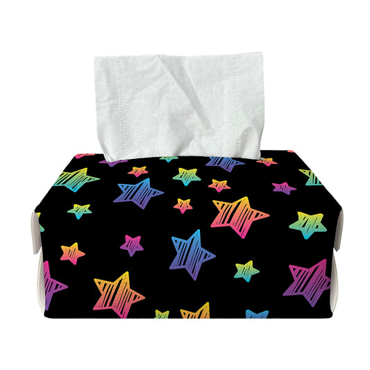 Rainbow Stars Pattern Print Rectangle Tissue Box Cover