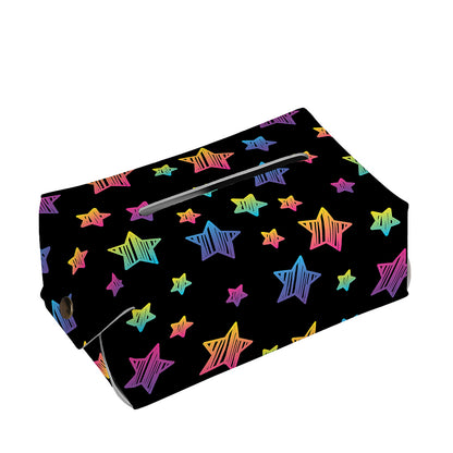 Rainbow Stars Pattern Print Rectangle Tissue Box Cover