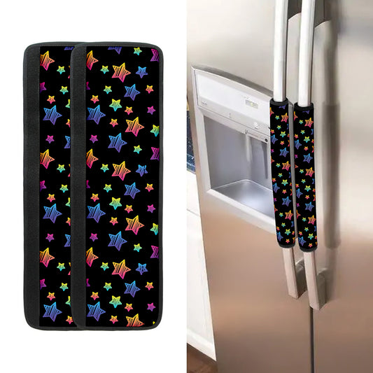 Rainbow Stars Pattern Print Refrigerator Handle Covers