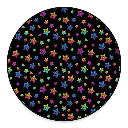 Rainbow Stars Pattern Print Round Floor Mat