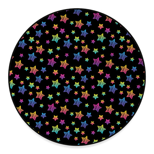 Rainbow Stars Pattern Print Round Floor Mat