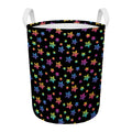 Rainbow Stars Pattern Print Round Laundry Basket