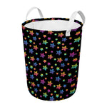 Rainbow Stars Pattern Print Round Laundry Basket