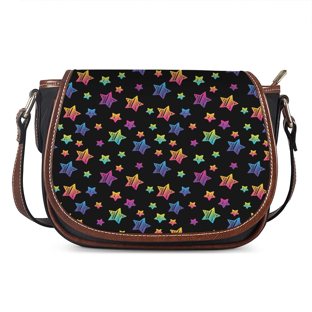 Rainbow Stars Pattern Print Saddle Bag