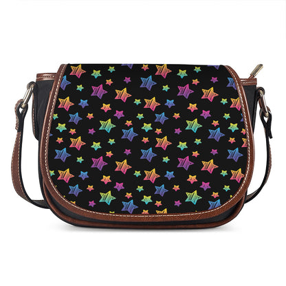 Rainbow Stars Pattern Print Saddle Bag
