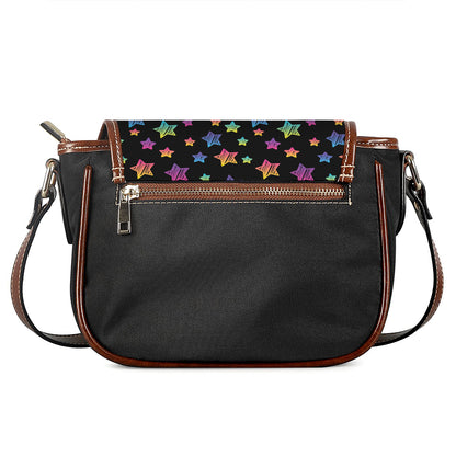 Rainbow Stars Pattern Print Saddle Bag
