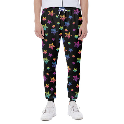 Rainbow Stars Pattern Print Scuba Joggers