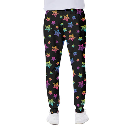 Rainbow Stars Pattern Print Scuba Joggers