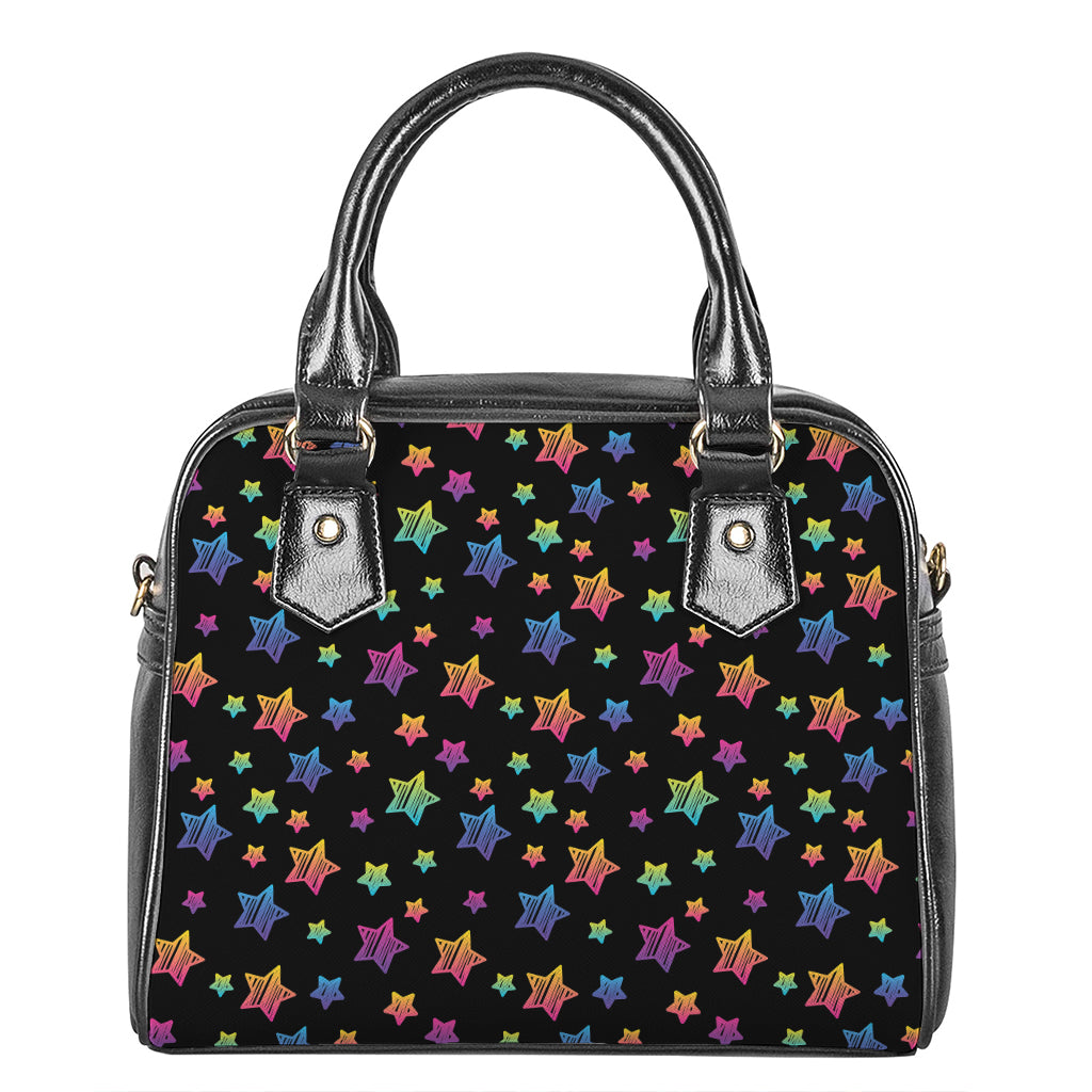 Rainbow Stars Pattern Print Shoulder Handbag