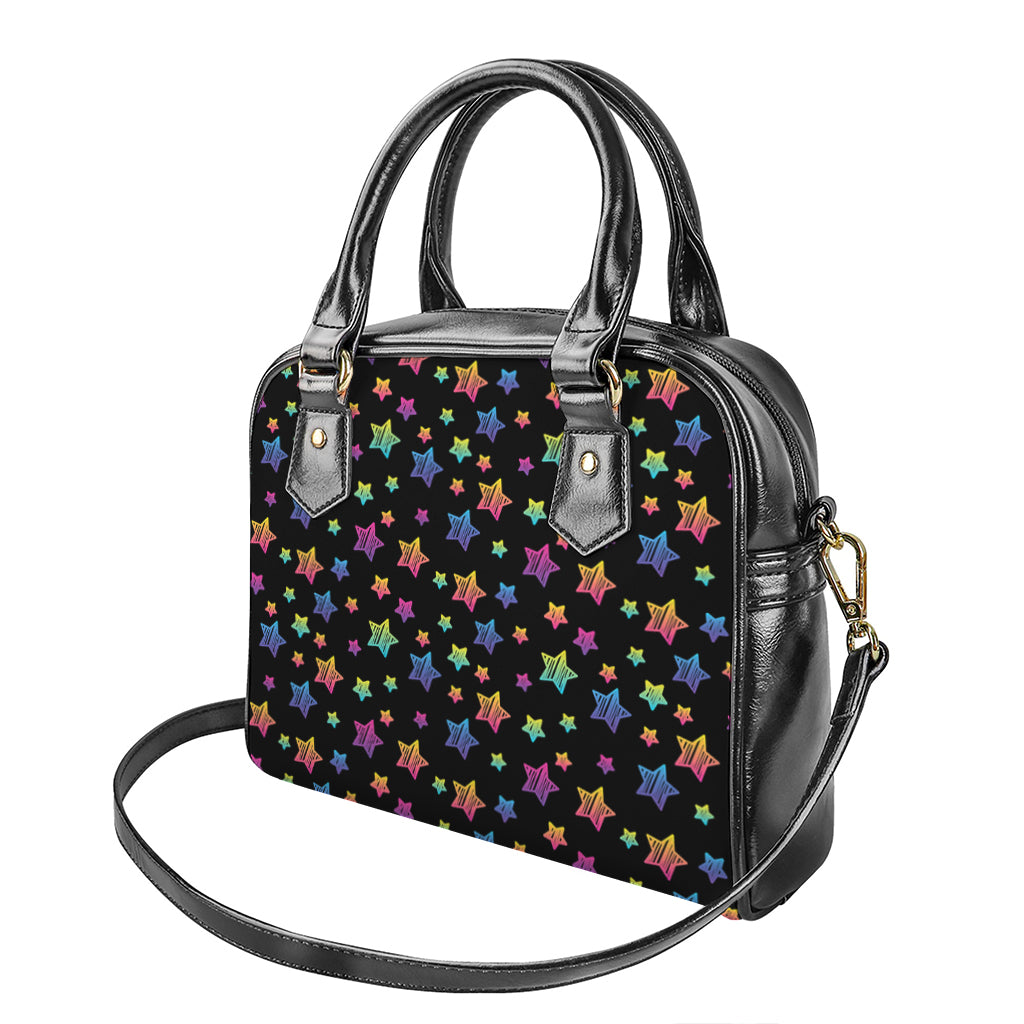 Rainbow Stars Pattern Print Shoulder Handbag