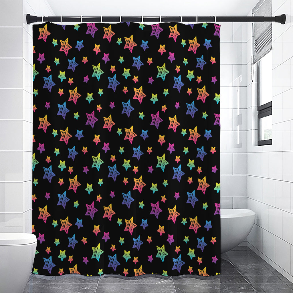 Rainbow Stars Pattern Print Shower Curtain