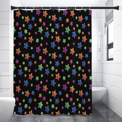 Rainbow Stars Pattern Print Shower Curtain