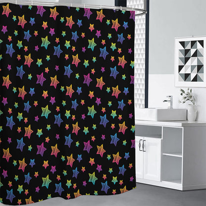 Rainbow Stars Pattern Print Shower Curtain