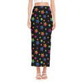 Rainbow Stars Pattern Print Side Slit Maxi Skirt