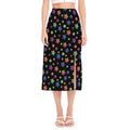 Rainbow Stars Pattern Print Side Slit Midi Skirt