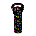 Rainbow Stars Pattern Print Single Neoprene Wine Tote