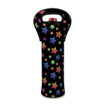 Rainbow Stars Pattern Print Single Neoprene Wine Tote