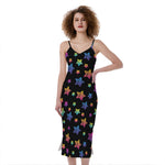 Rainbow Stars Pattern Print Slim Fit Midi Cami Dress