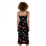 Rainbow Stars Pattern Print Slim Fit Midi Cami Dress