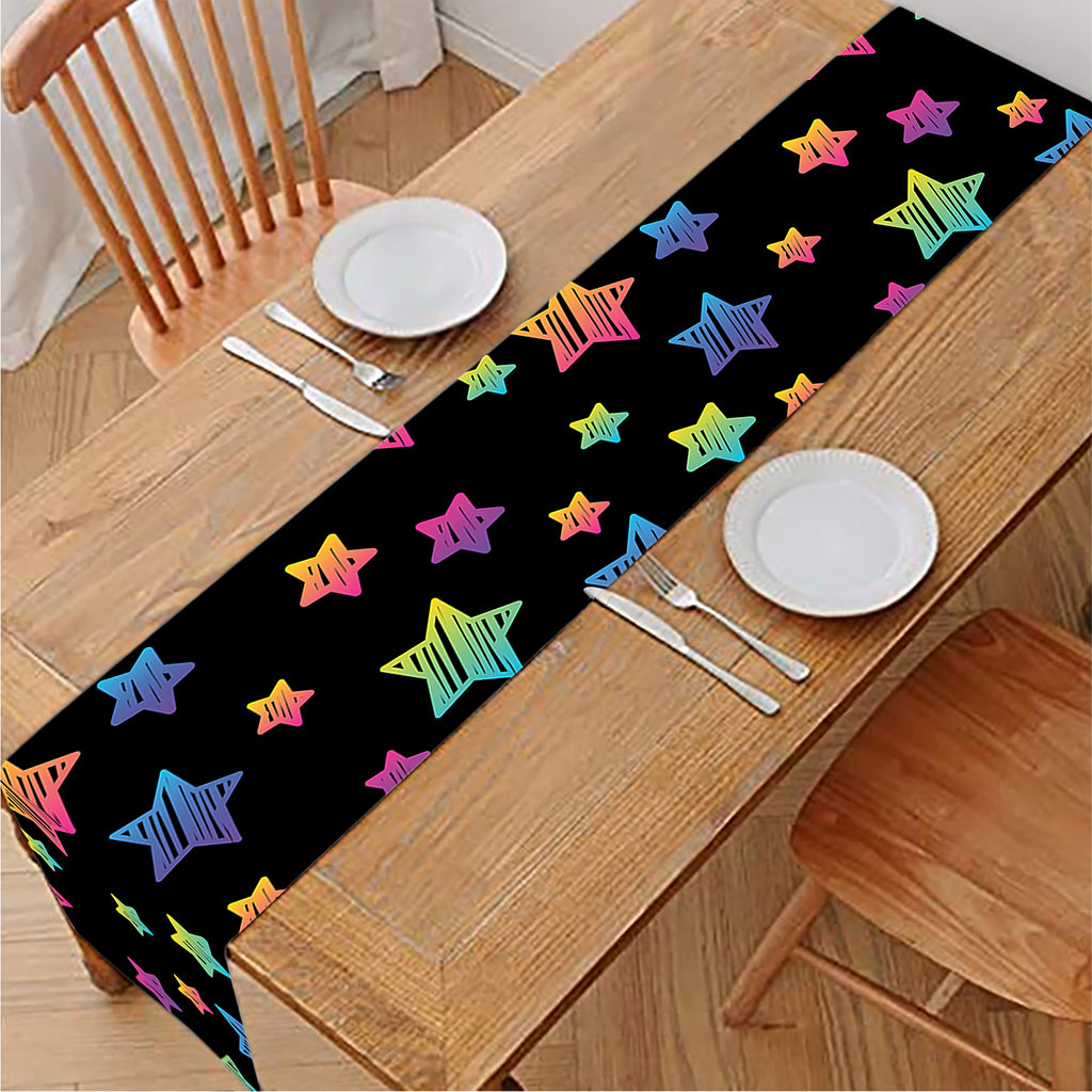 Rainbow Stars Pattern Print Table Runner