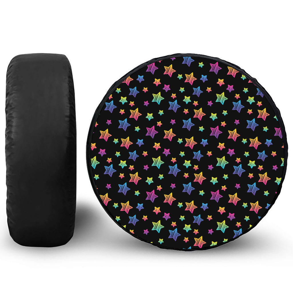 Rainbow Stars Pattern Print Tire Cover