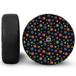 Rainbow Stars Pattern Print Tire Cover With Camera Hole