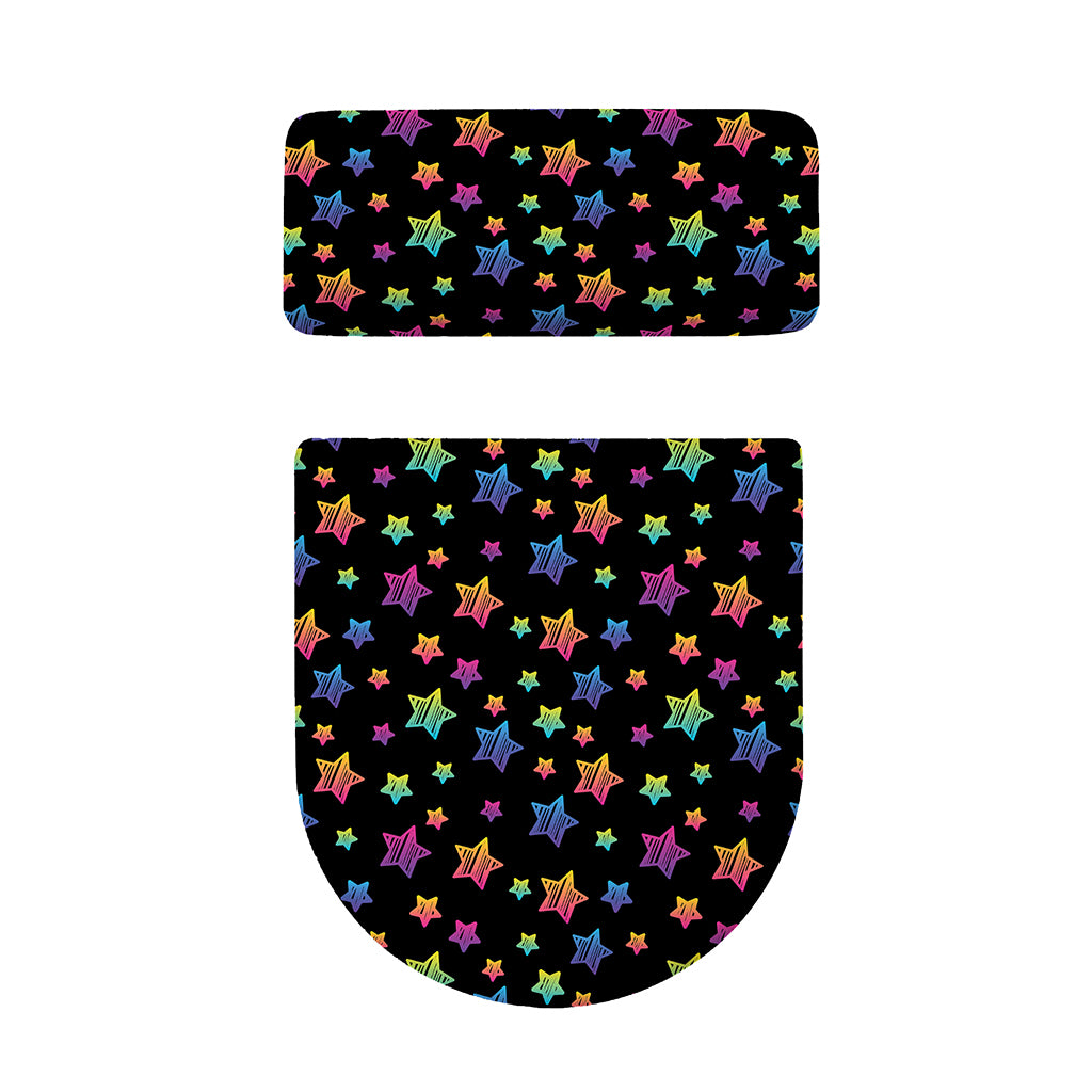 Rainbow Stars Pattern Print Toilet Lid And Tank Cover Set