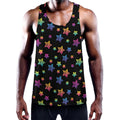 Rainbow Stars Pattern Print Men's Workout Tank Top