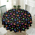 Rainbow Stars Pattern Print Waterproof Round Tablecloth