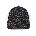 Rainbow Stars Pattern Print White Mesh Trucker Cap