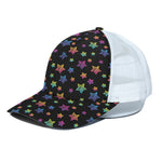 Rainbow Stars Pattern Print White Mesh Trucker Cap