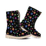 Rainbow Stars Pattern Print Winter Boots