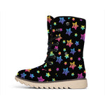 Rainbow Stars Pattern Print Winter Boots