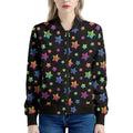 Rainbow Stars Pattern Print Women's Bomber Jacket