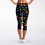Rainbow Stars Pattern Print Women's Capri Leggings