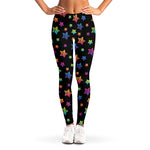 Rainbow Stars Pattern Print Women's Leggings