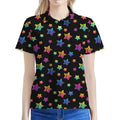 Rainbow Stars Pattern Print Women's Polo Shirt