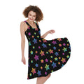 Rainbow Stars Pattern Print Sleeveless Knee Length Dress