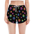 Rainbow Stars Pattern Print Women's Split Running Shorts