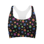 Rainbow Stars Pattern Print Women's Sports Bra