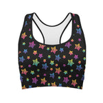 Rainbow Stars Pattern Print Women's Sports Bra