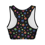 Rainbow Stars Pattern Print Women's Sports Bra