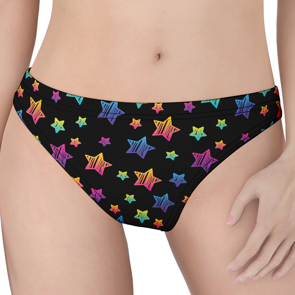 Rainbow Stars Pattern Print Women's Thong