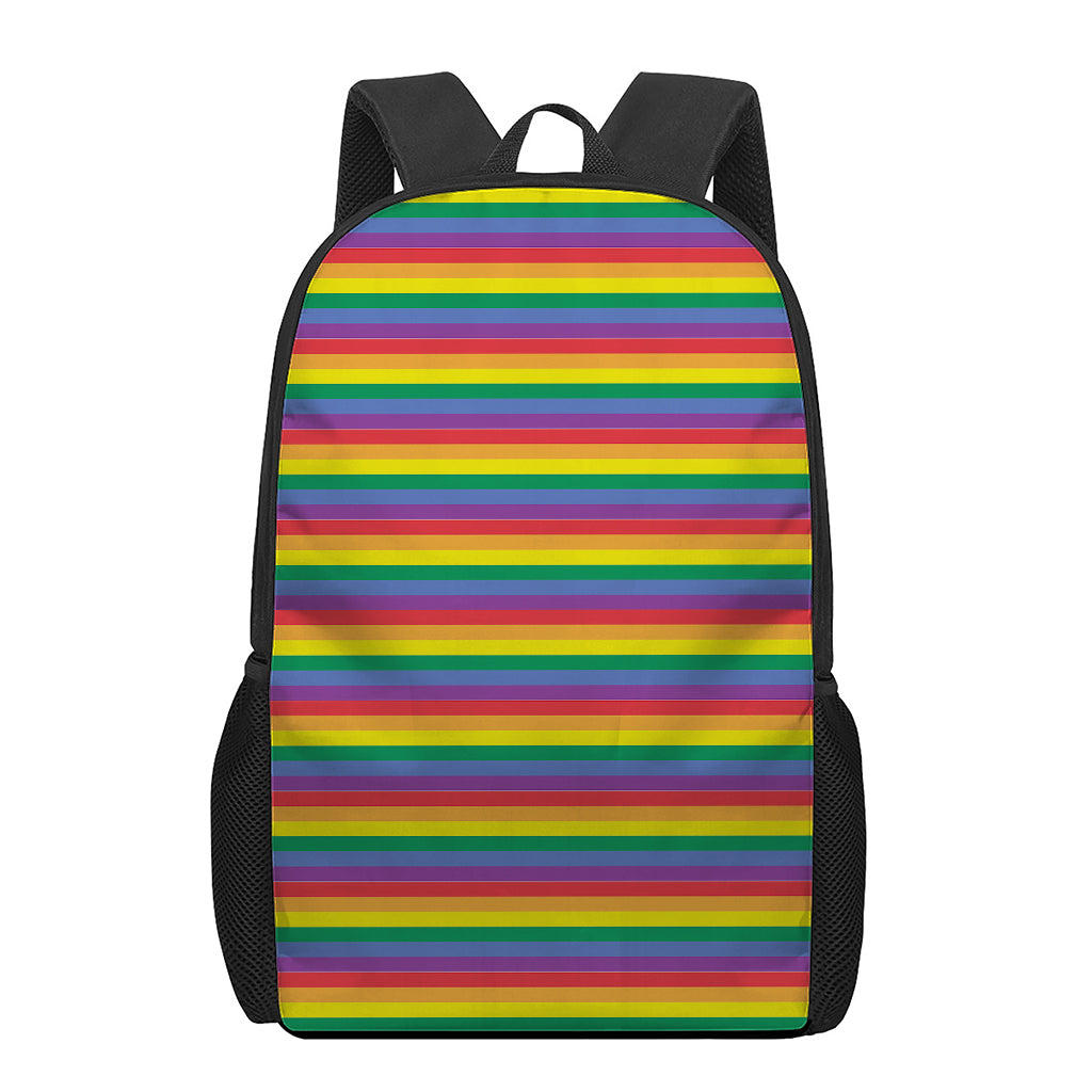 Rainbow Stripe Print 17 Inch Backpack