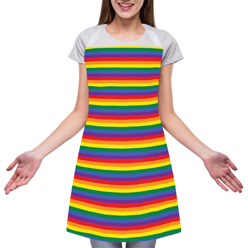 Rainbow Stripe Print Adjustable Apron