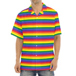 Rainbow Stripe Print Aloha Shirt