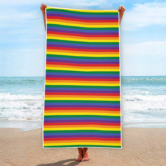 Rainbow Stripe Print Beach Towel